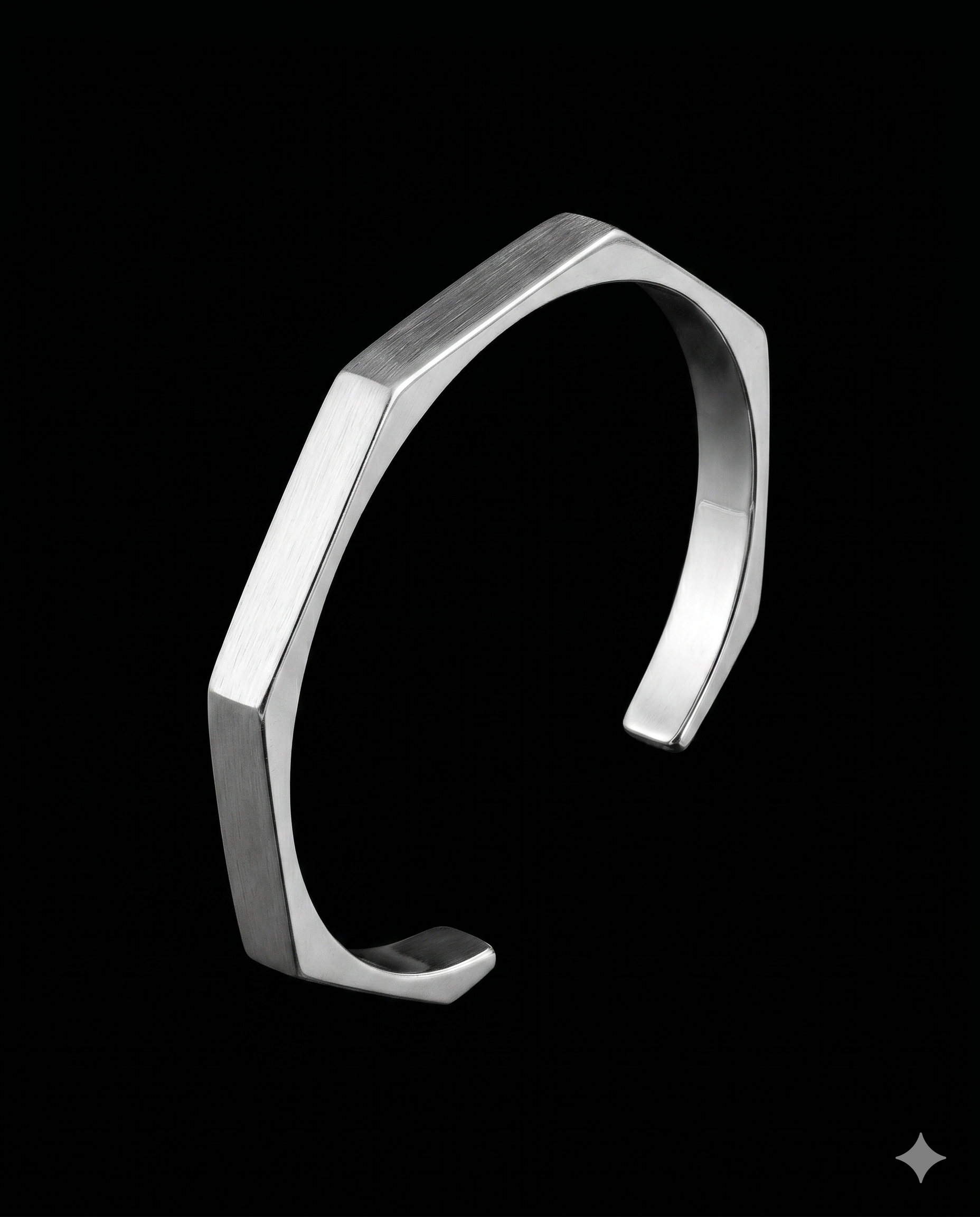 Stainless Steel Hexagon Cuff Bangle