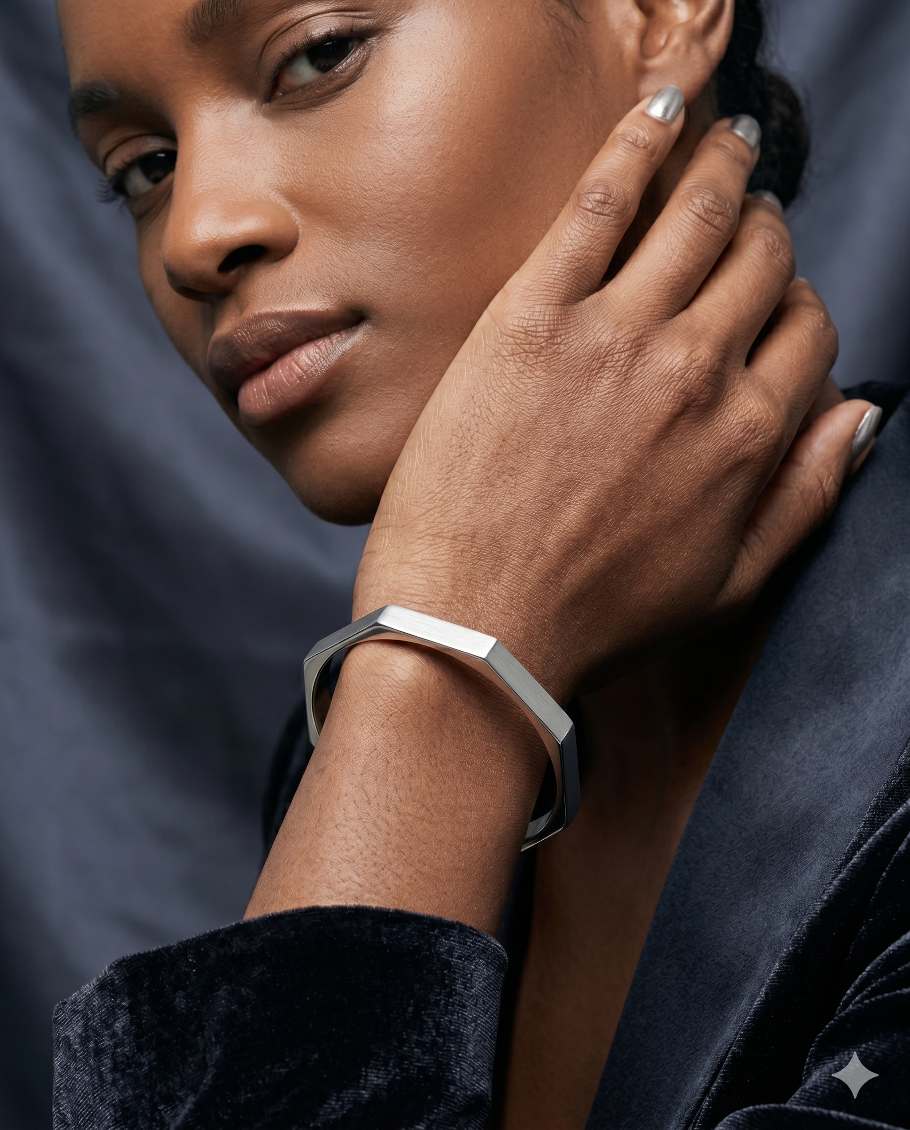 Stainless Steel Hexagon Cuff Bangle